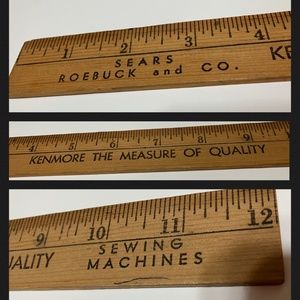 📏VINTAGE SEARS KENMORE SEWING MACHINE ADVERTISEMENT WOODEN RULER 12"